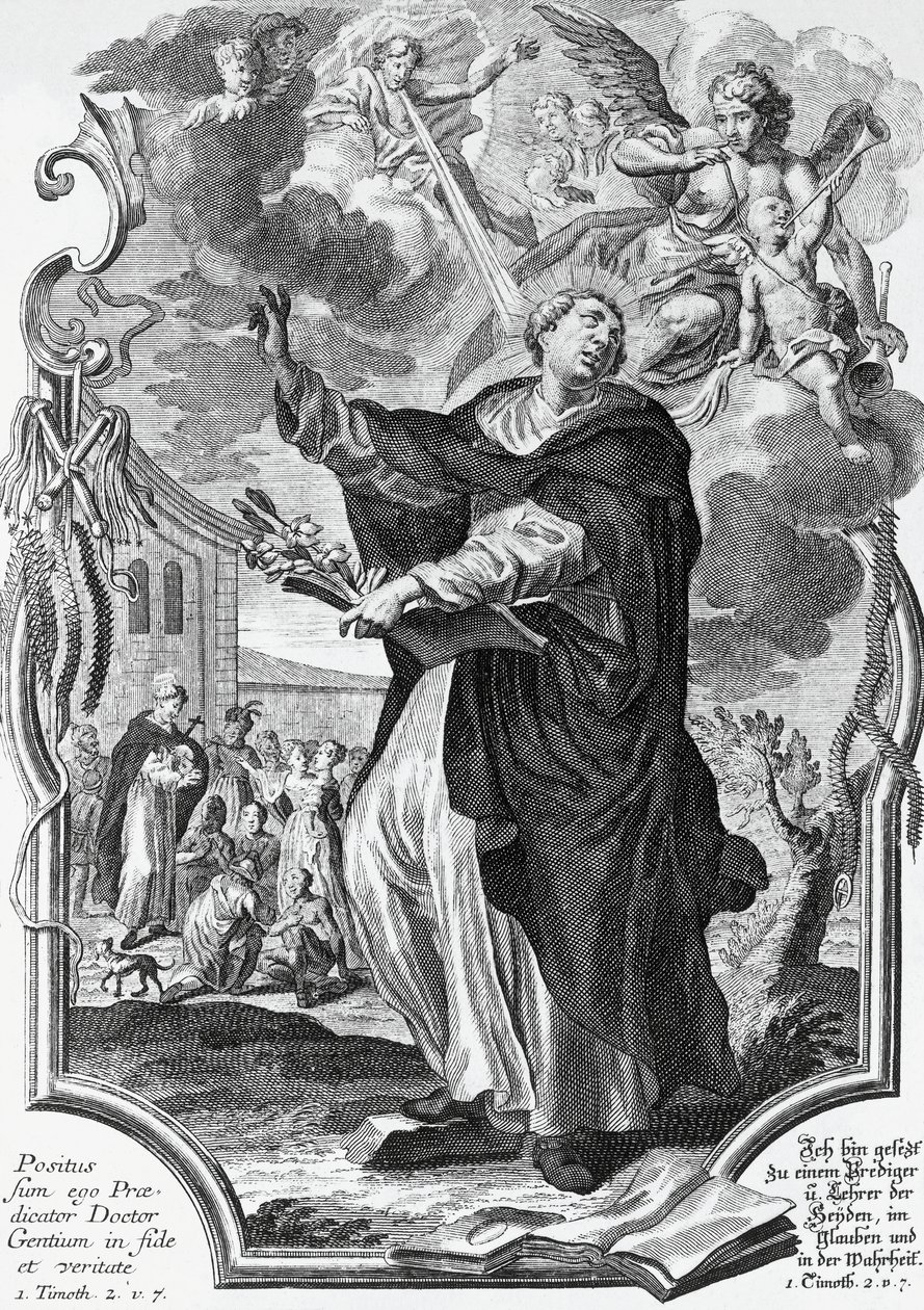 Vincent Ferrer (1350-1419), domenicano spagnolo, incisione di Martin Engelbrecht (1684-1756) da Martin Engelbrecht