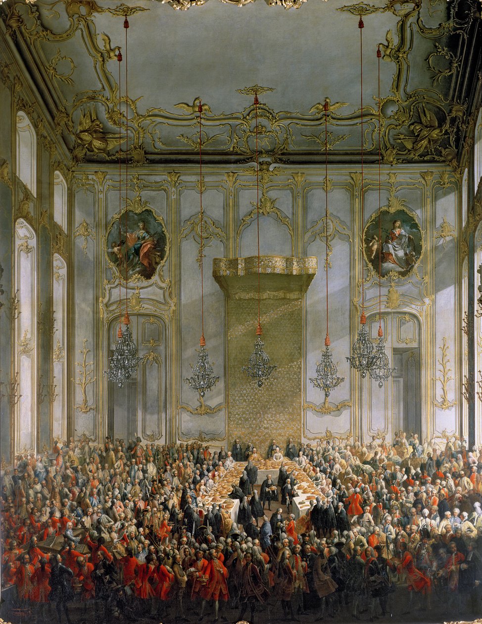 Banchetto di Corte nella Grande Anticamera del Palazzo Hofburg, Vienna da Martin II Mytens or Meytens