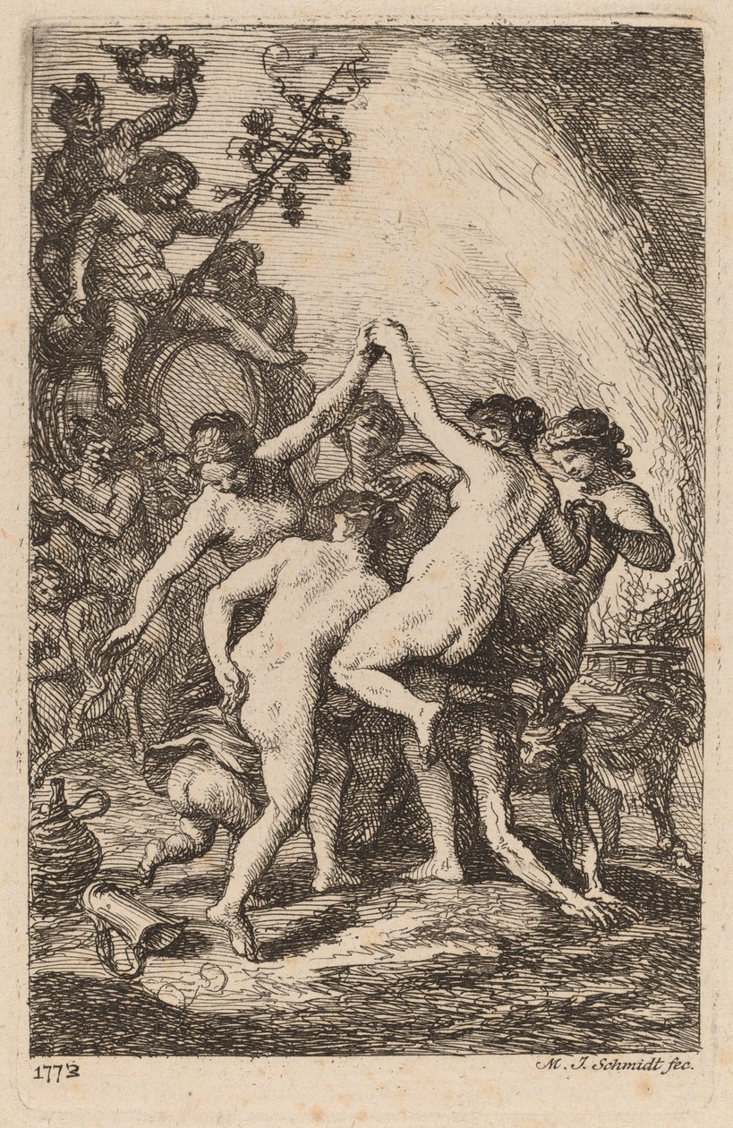 Il trionfo di Bacco con ninfe danzanti da Martin Johann Schmidt