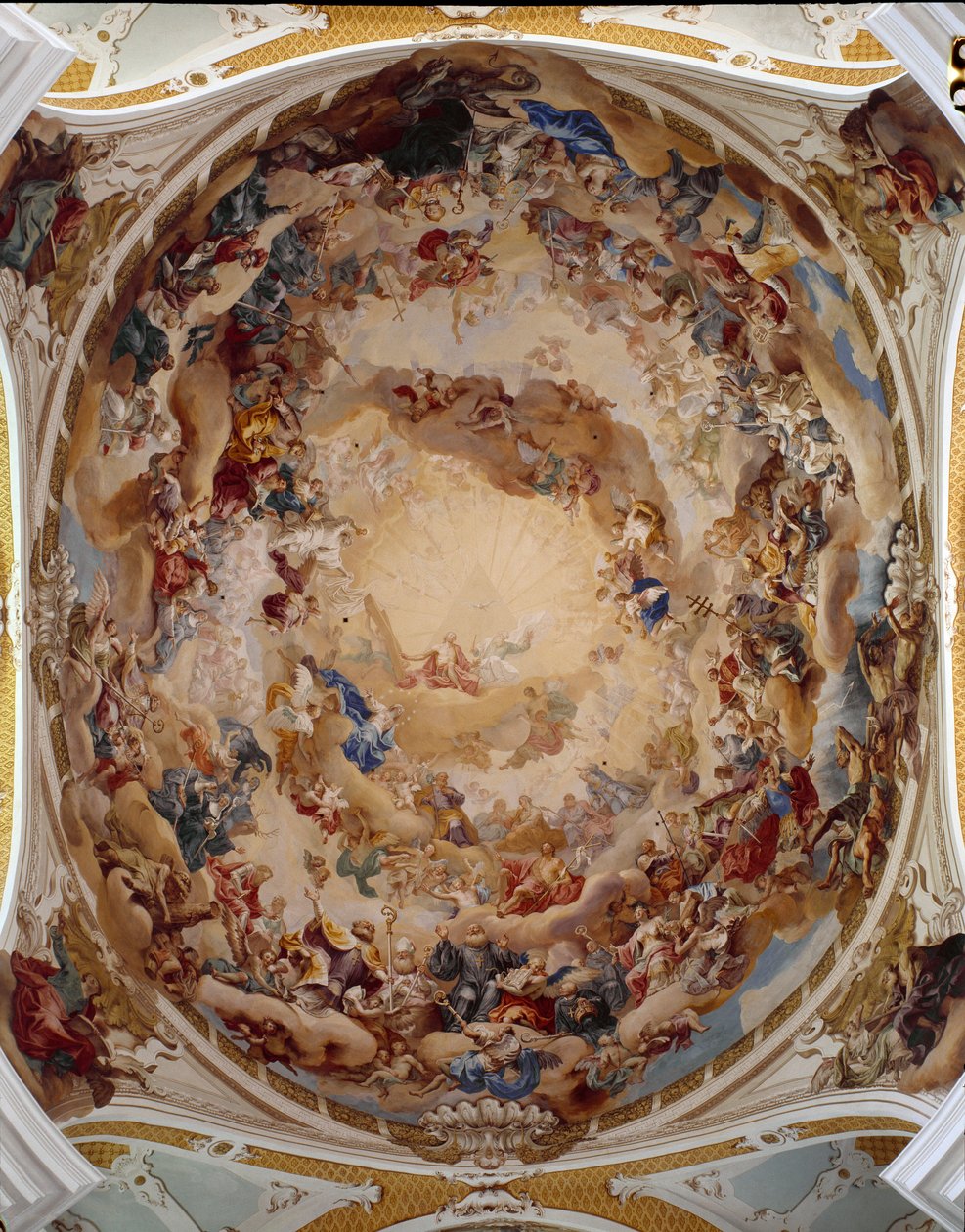 Vista degli affreschi di Martin Knoller (1725-1804) che decorano la cupola dell