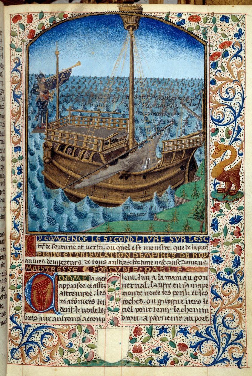 Rappresentazione di una nave in mare da Martin Le Franc