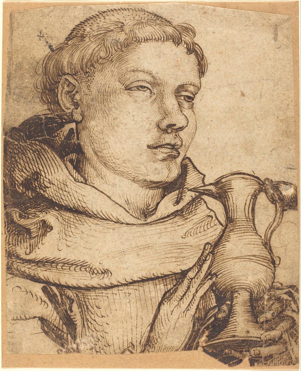 Busto di monaco che assiste alla comunione da Martin Schongauer