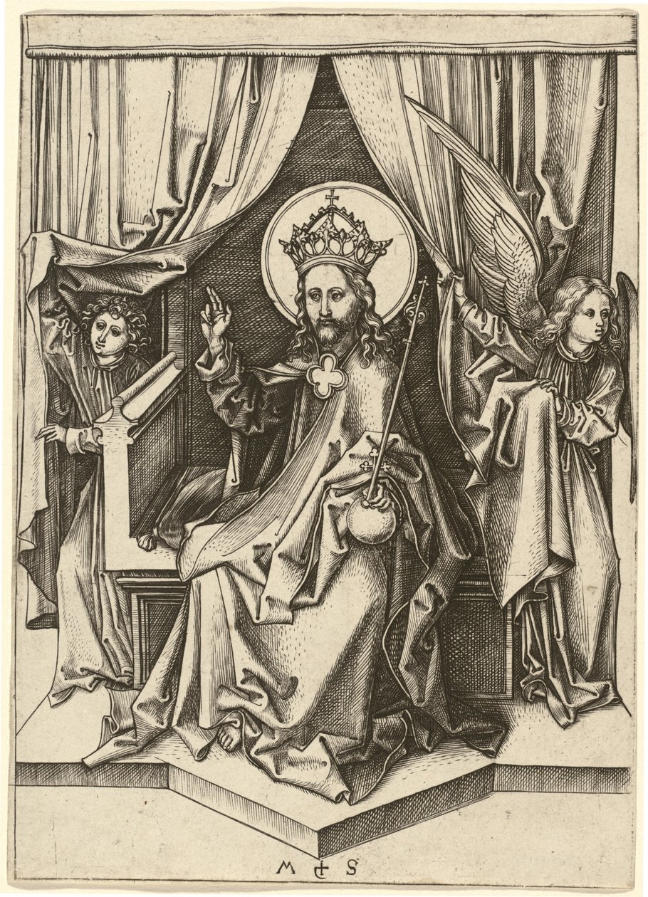 Cristo in trono, con due angeli da Martin Schongauer