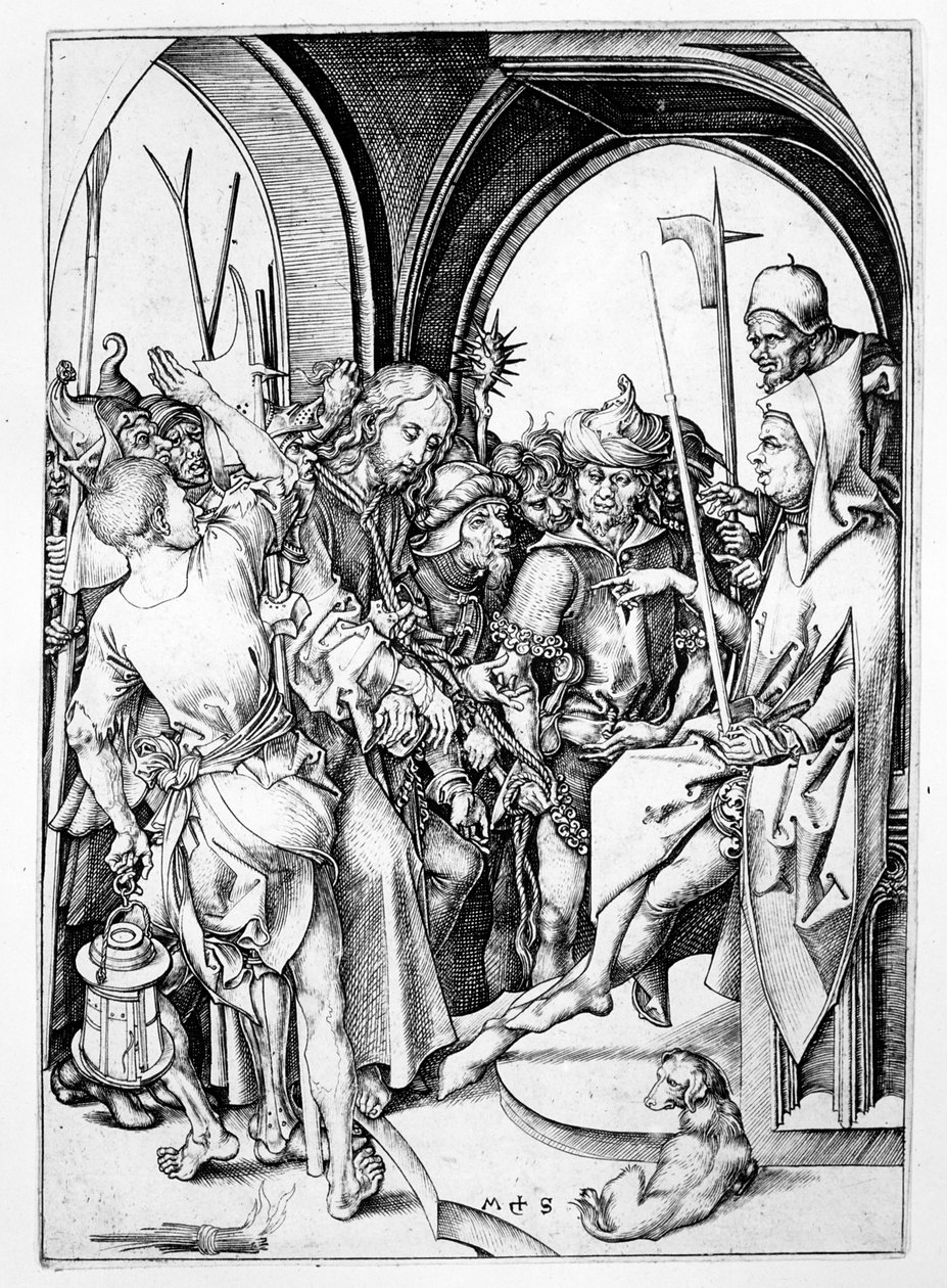 Cristo davanti ad Anna (incisione) da Martin Schongauer