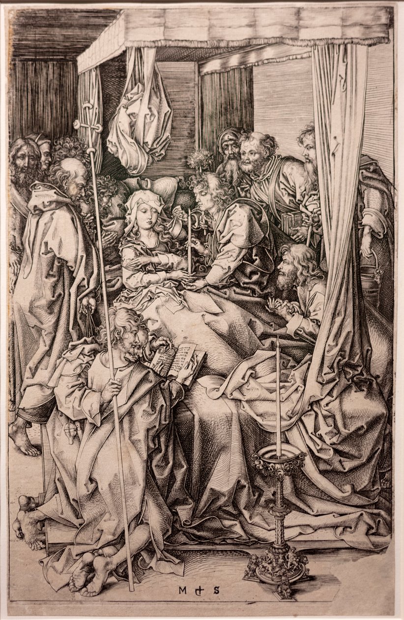 Incisione su carta. La Morte della Vergine. Martin Schongauer. Ca 1470-1491 da Martin Schongauer