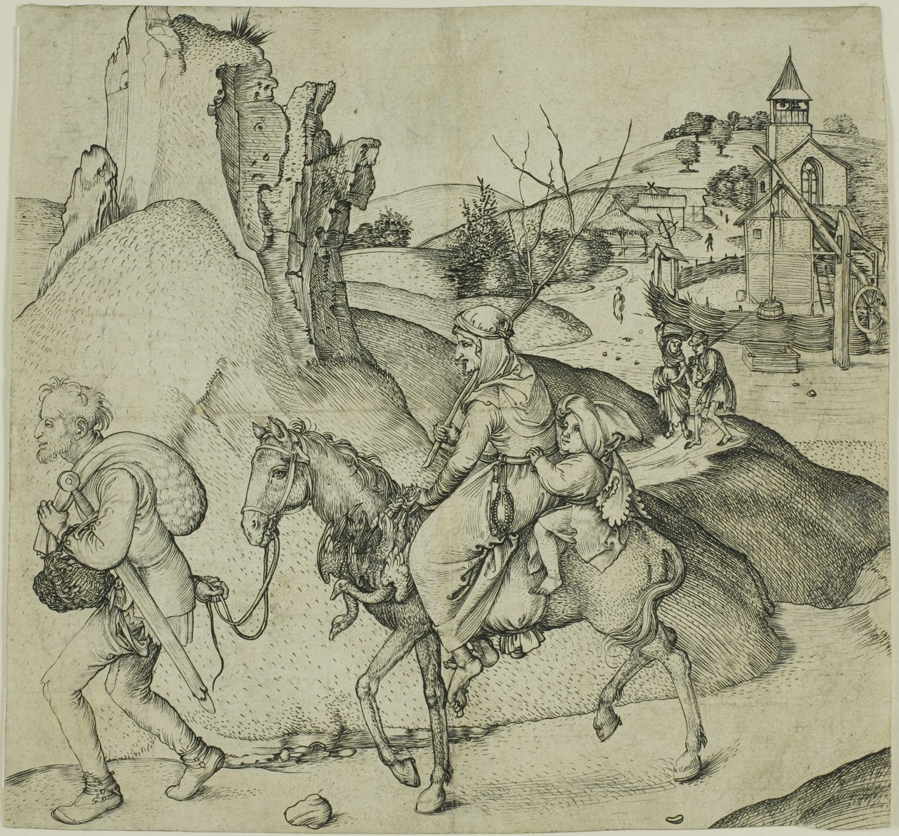Famiglia di contadini al mercato da Martin Schongauer