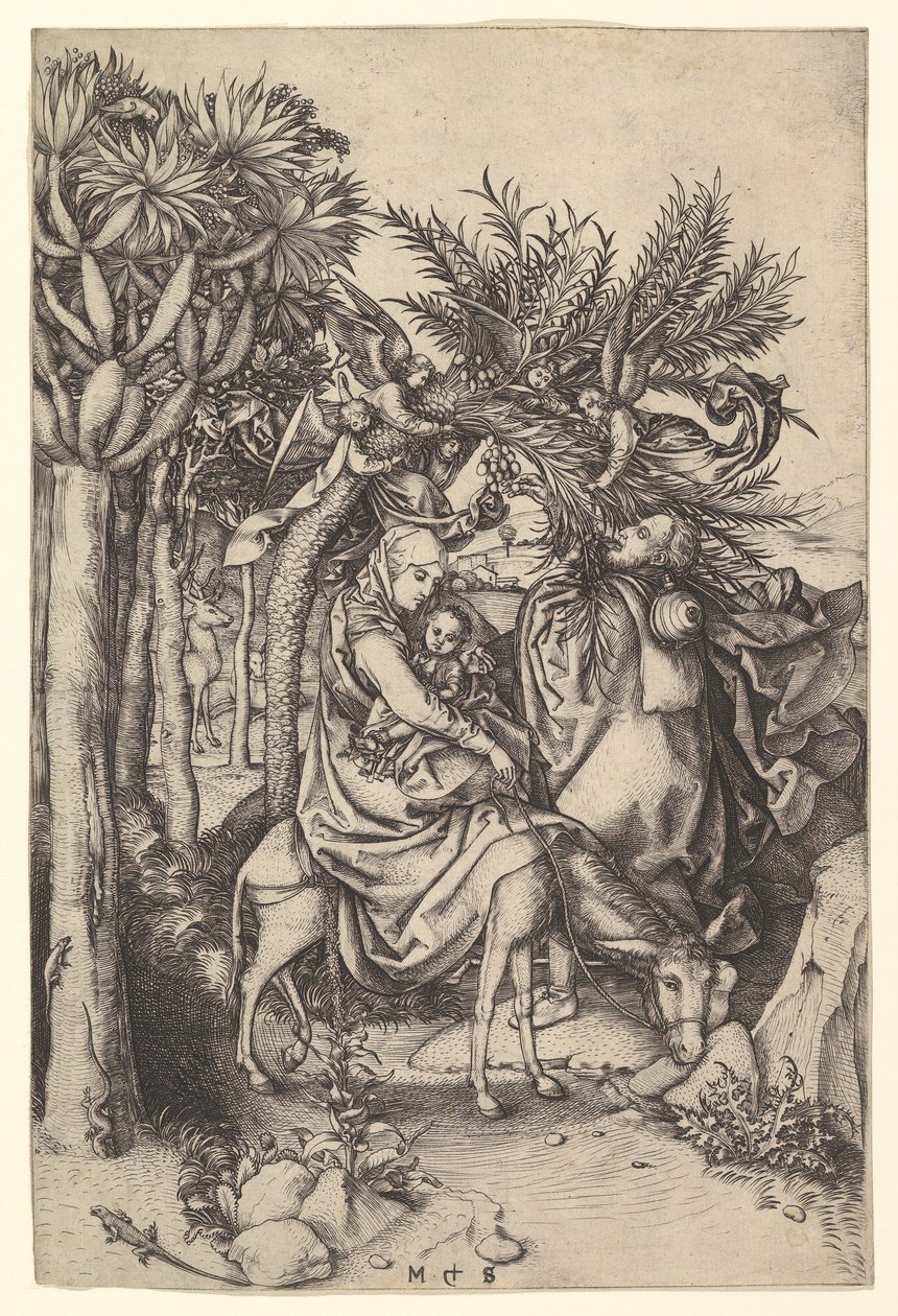 Riposo durante la fuga in Egitto, ca. 1435-1491 da Martin Schongauer