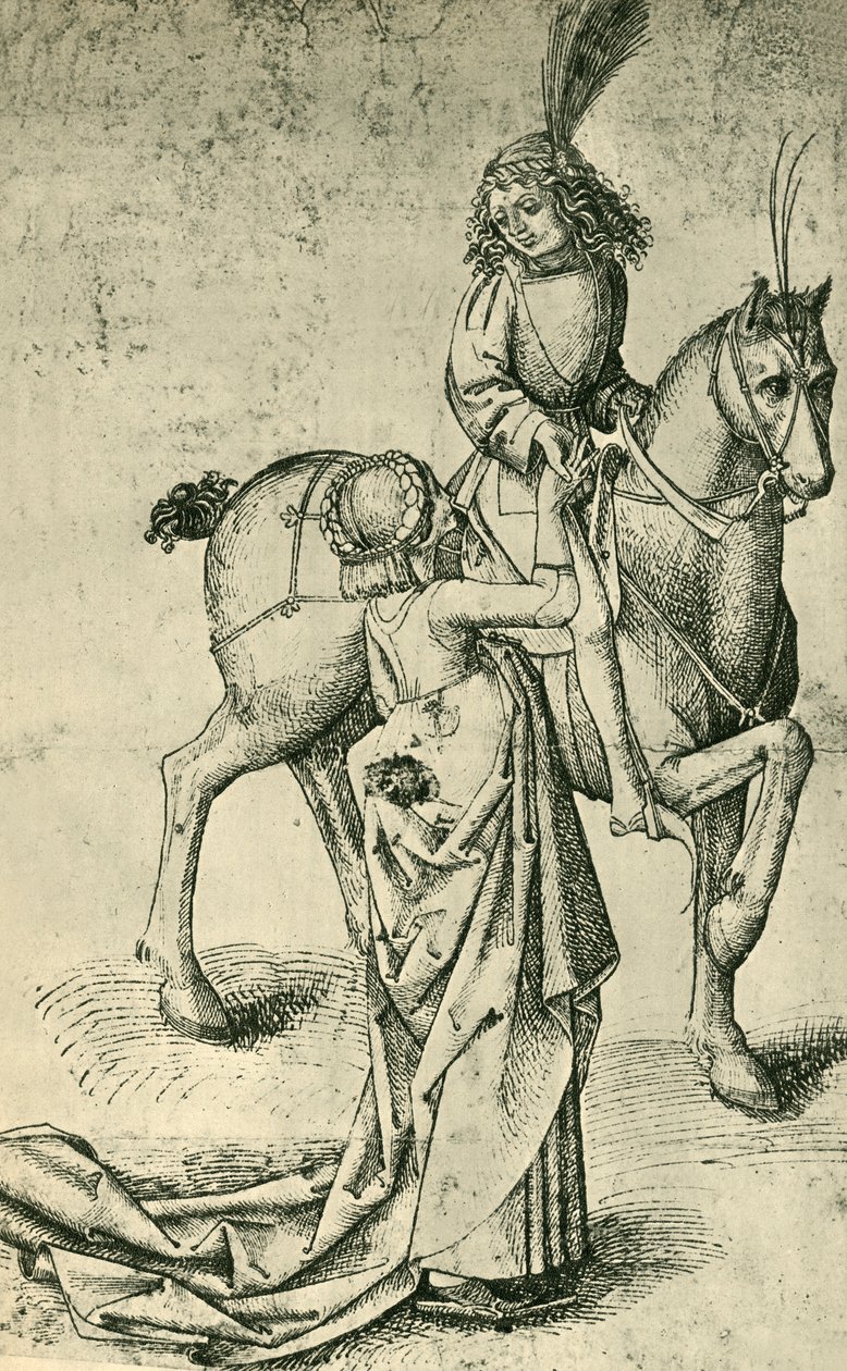 Cavaliere e donna, c1480, 1943 da Martin Schongauer