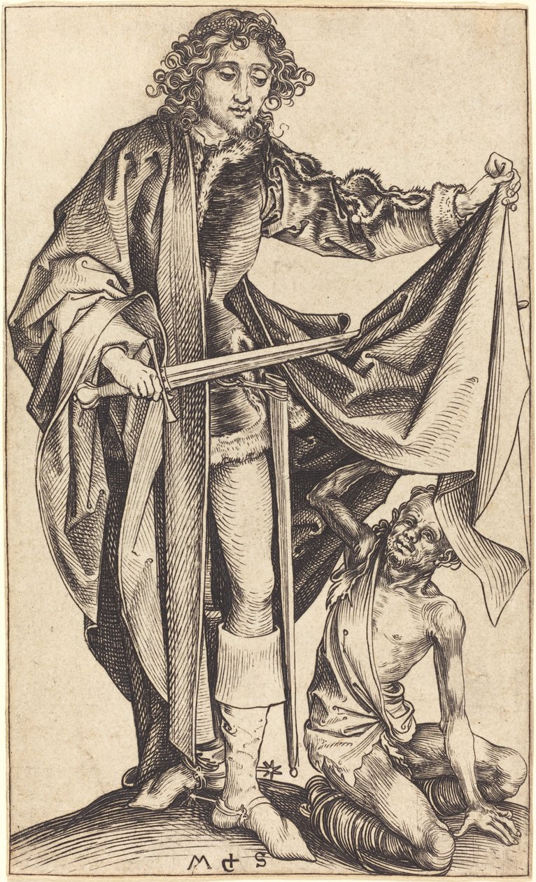 San Martino che Divide il Suo Mantello da Martin Schongauer