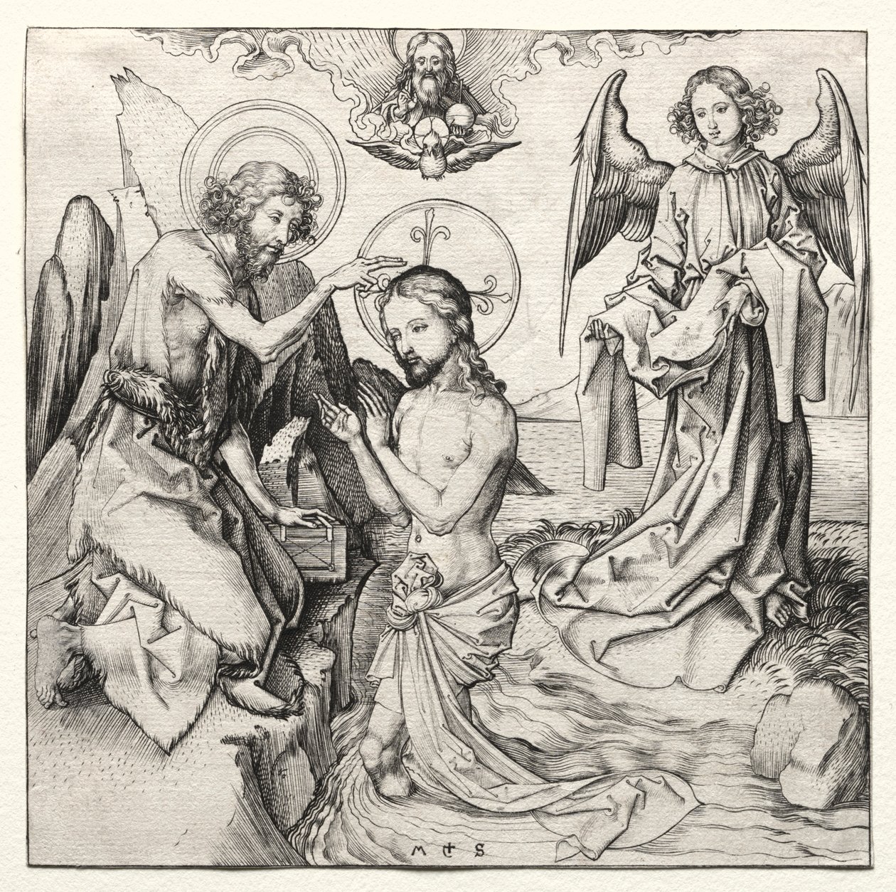 Il battesimo di Cristo nel Giordano, c. 1480-90 da Martin Schongauer