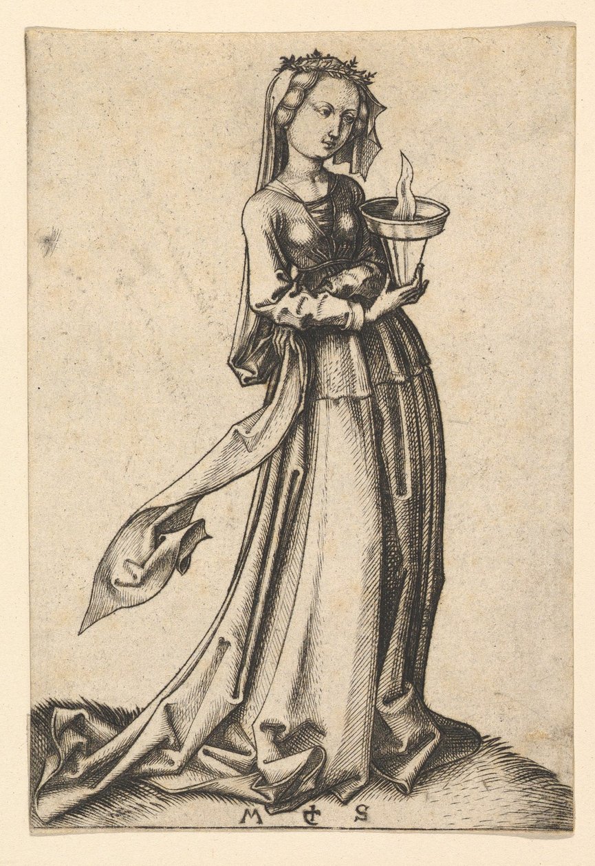 La Quarta Vergine Saggia, dalla serie Le Vergini Sagge e Stolte da Martin Schongauer