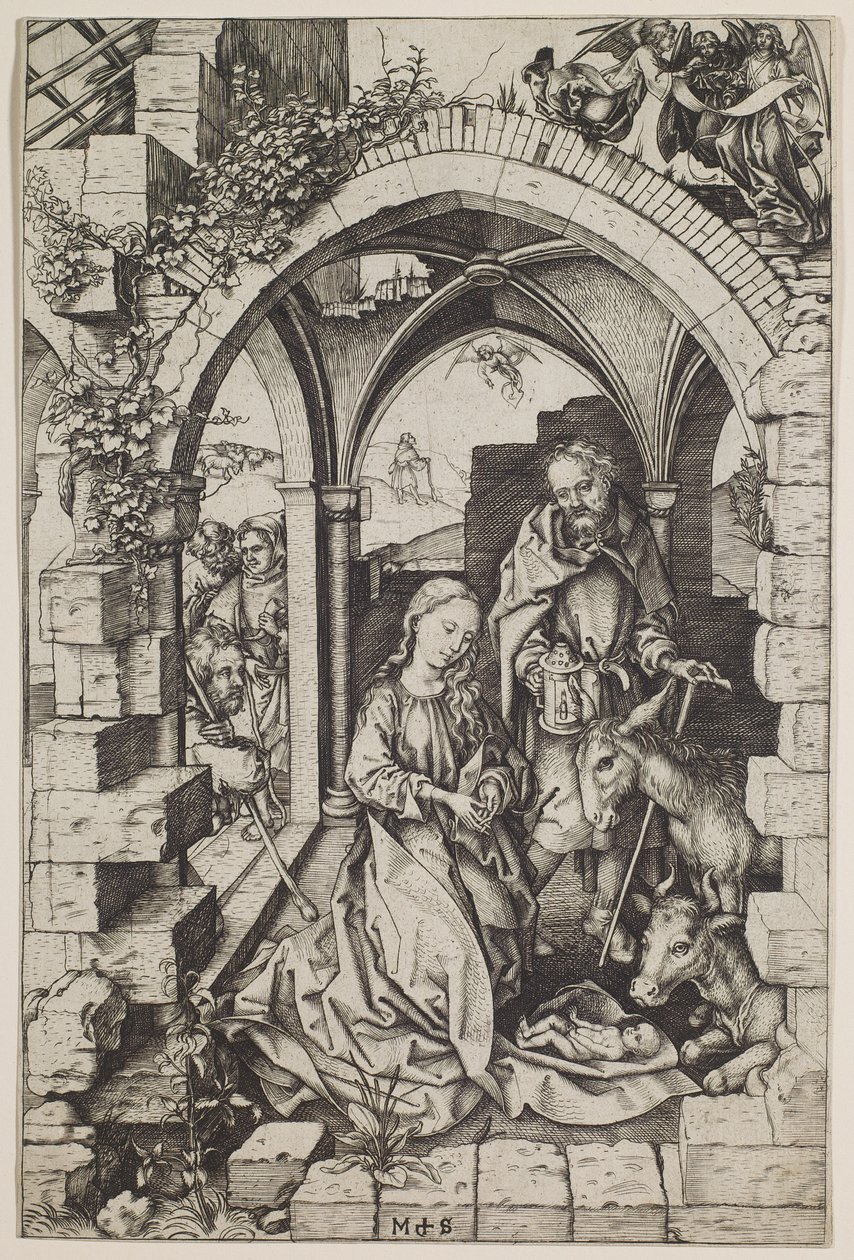 La Natività, 1471-73 circa (incisione) da Martin Schongauer