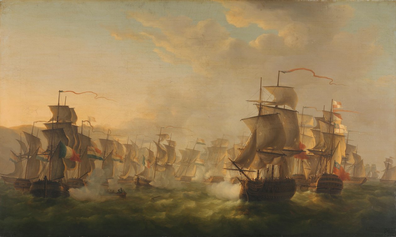 Scontro tra le flotte olandese e britannica vicino a Boulogne da Martin Schouman