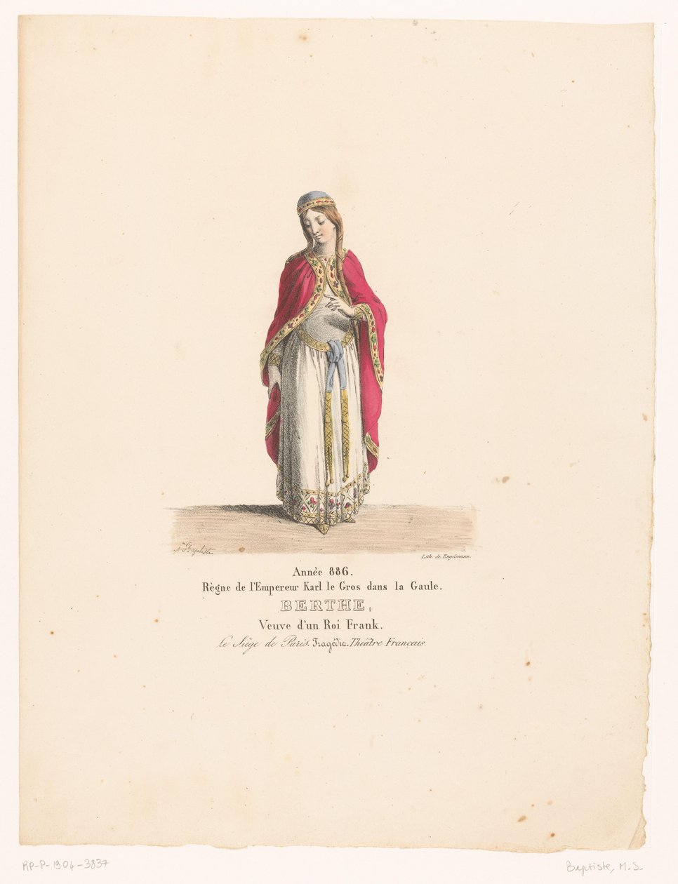 Costume della regina Berta dalla tragedia Le Siège de Paris (serie: Costumi teatrali) da Martin Sylvestre Baptiste