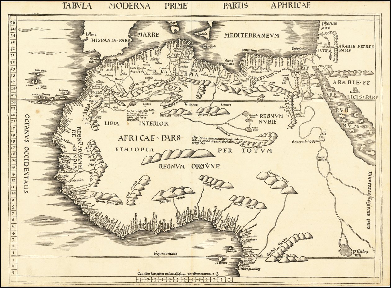 Carta del Nord Africa del 1513 di Martin Waldseemüller da Martin Waldseemuller