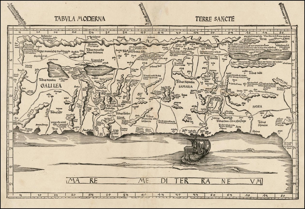 Mappa della Palestina del 1513 di Martin Waldseemüller da Martin Waldseemuller