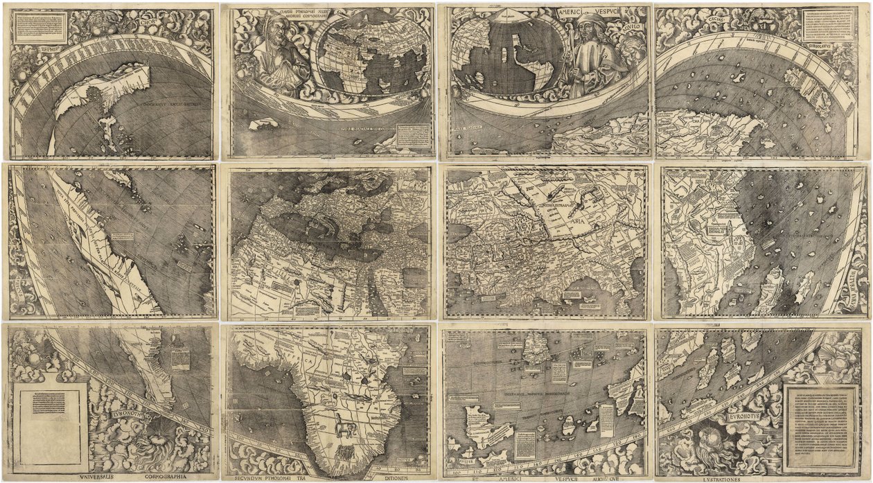 Mappa del mondo Universalis Cosmographia, 1507 da Martin Waldseemuller