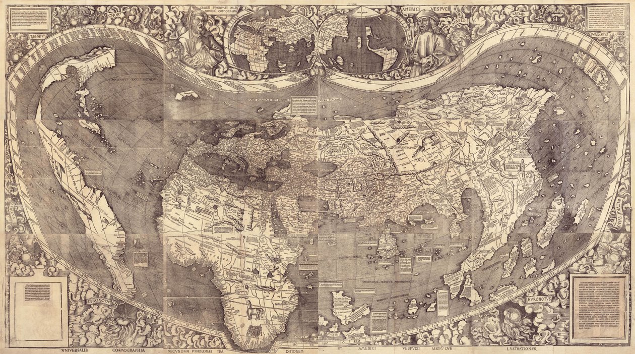 Mappa del mondo Universalis Cosmographia da Martin Waldseemuller