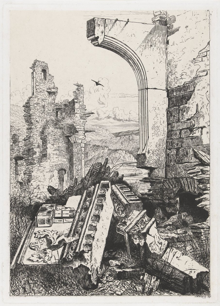 Rovine del castello di Bourscheid da Martinus Antonius Kuytenbrouwer jr.