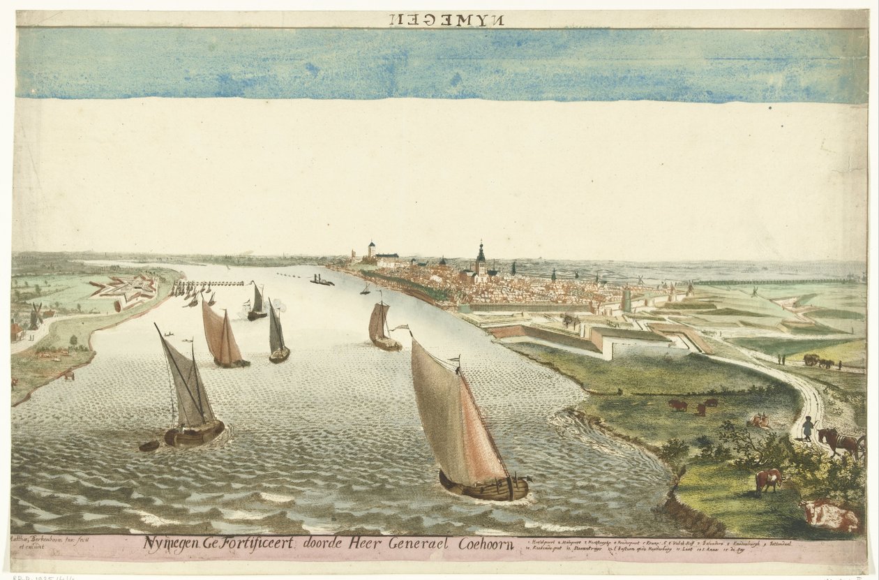 Veduta delle fortificazioni di Nimega sul Waal da Martinus Berkenboom