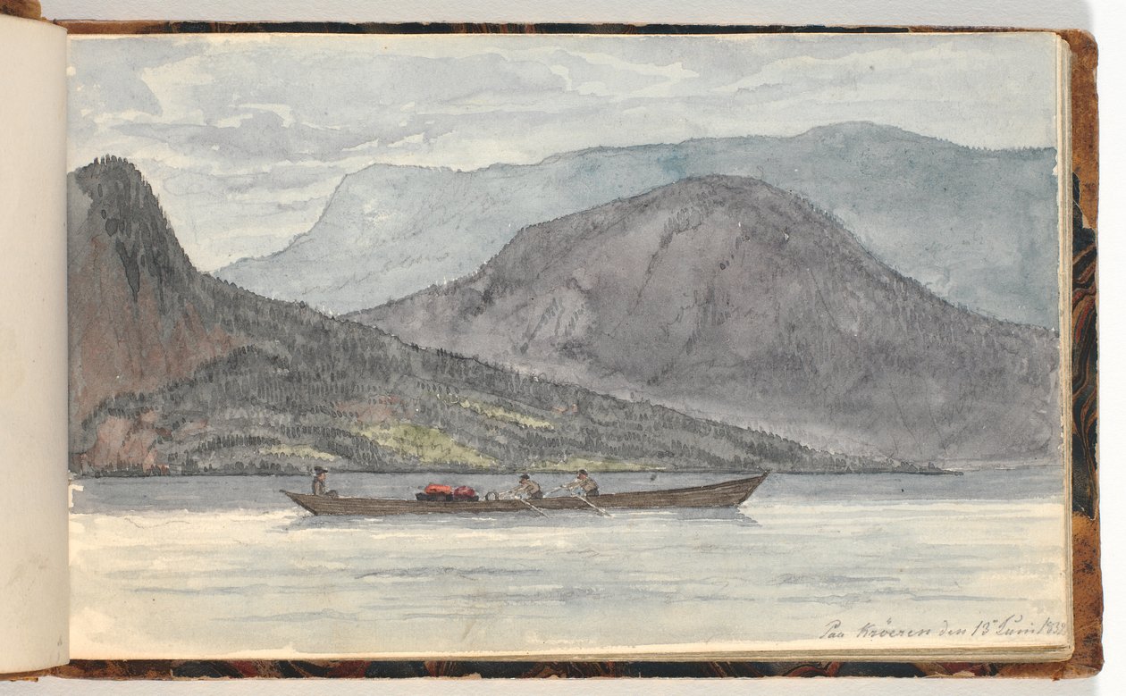 Paesaggio del fiordo con barca a remi da Martinus Rørbye