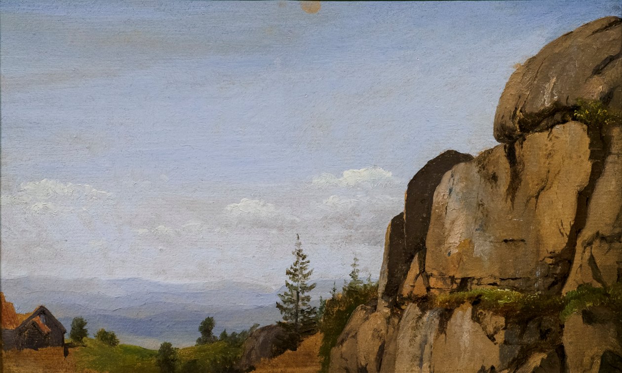 Paesaggio norvegese con rocce in primo piano da Martinus Rorbye