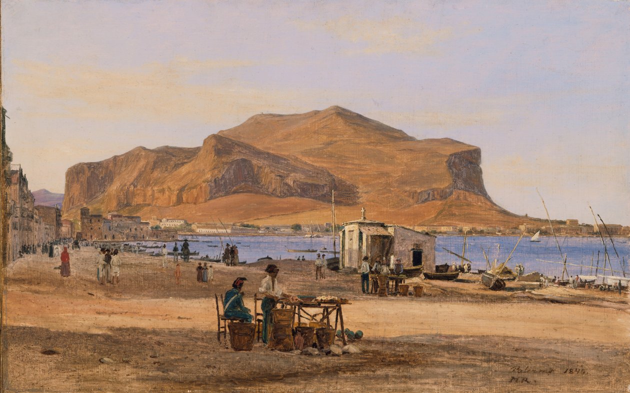 Il porto di Palermo con vista sul Monte Pellegrino da Martinus Rørbye