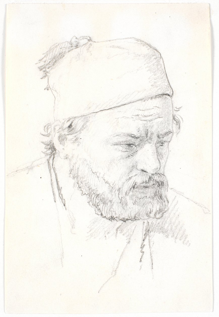 Ritratto di uomo barbuto, di tre quarti verso destra, con fez da Martinus Rørbye