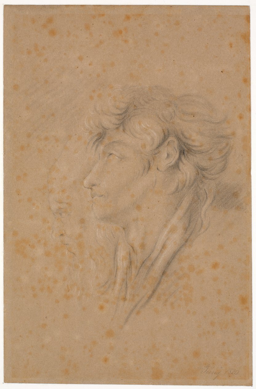 Studio di un giovane e teste di un vecchio barbuto di profilo a sinistra da Martinus Rørbye