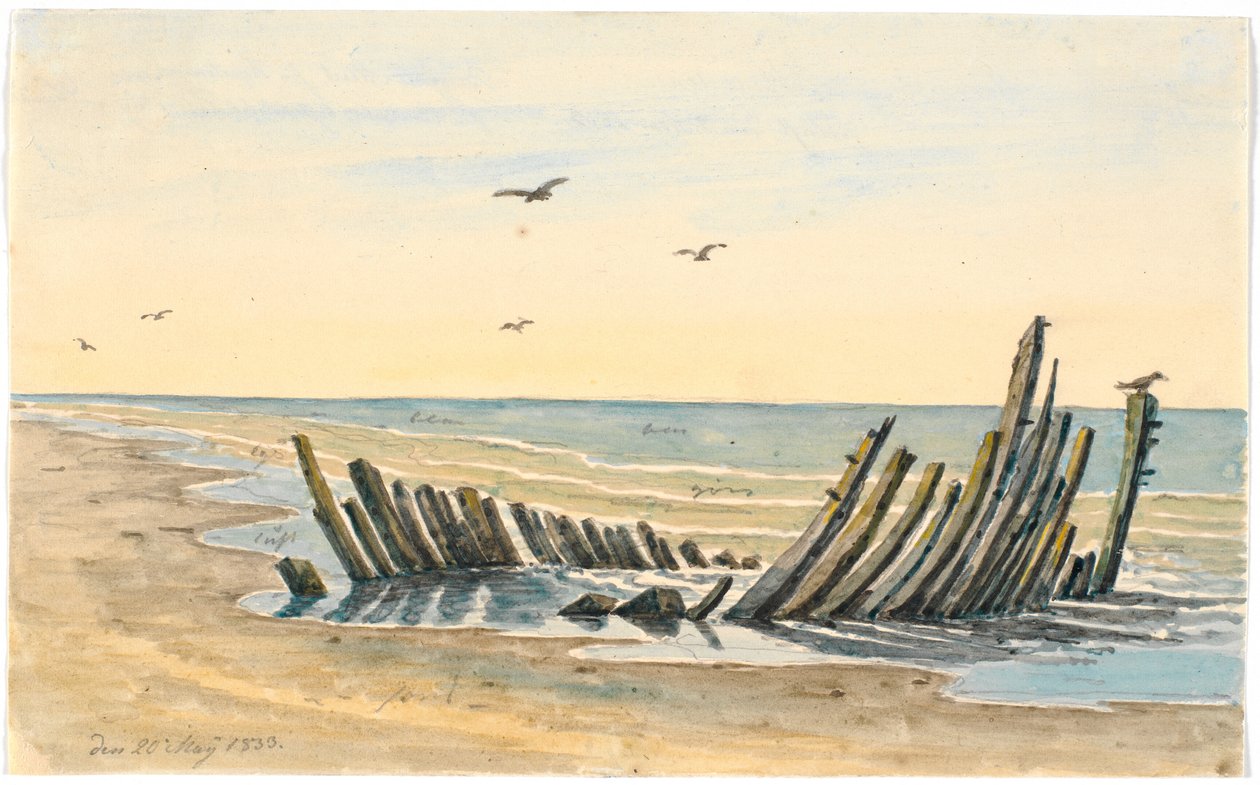 Naufragio sulla spiaggia Nordstranden, affondato il 9 maggio 1832 da Martinus Rørbye