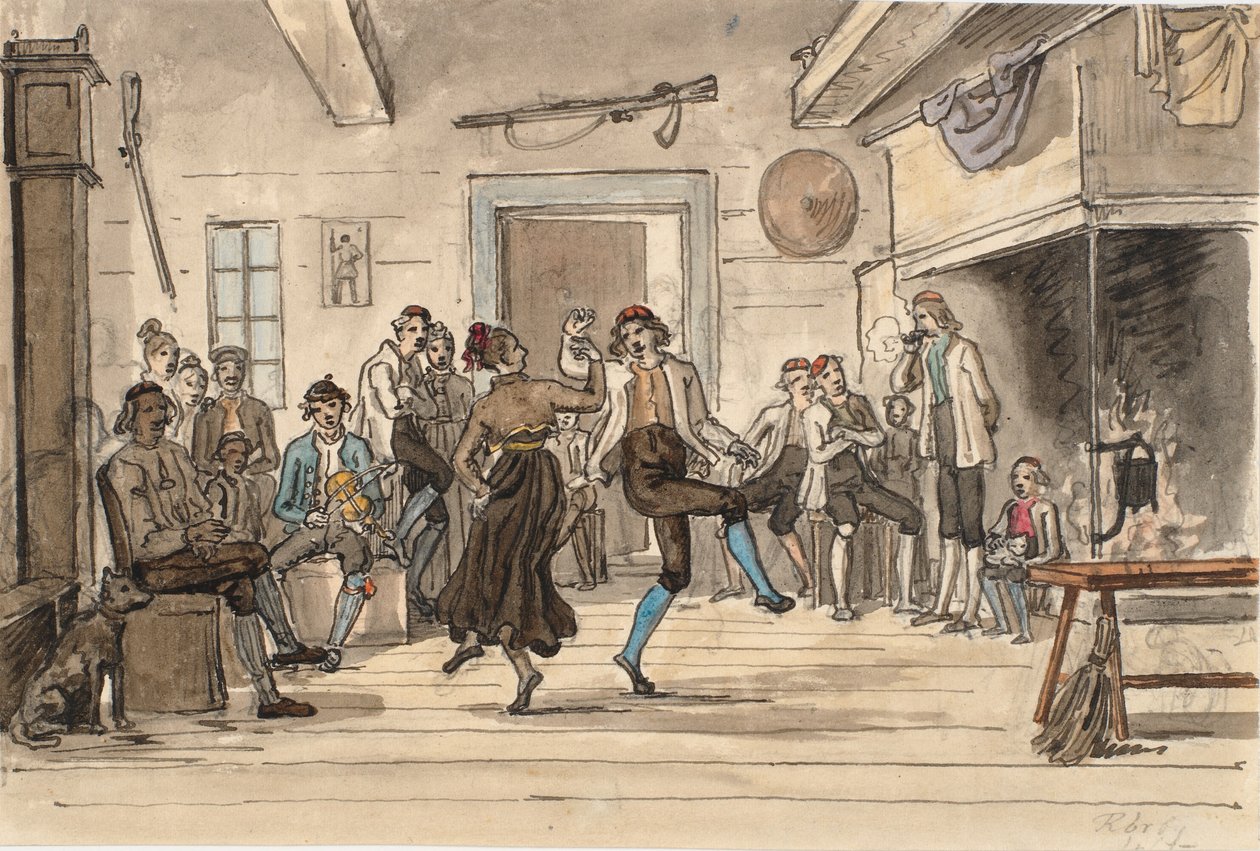 Danza in una casa contadina norvegese da Martinus Rørbye