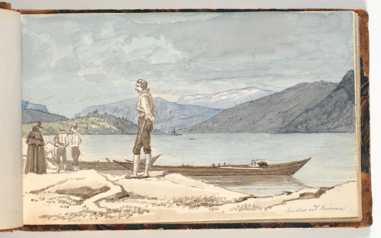 Un punto di attraversamento. Figure vicino alle barche da Martinus Rørbye