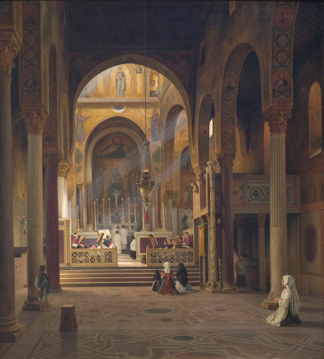 Interno della Cappella Palatina a Palermo, Italia da Martinus Rørbye