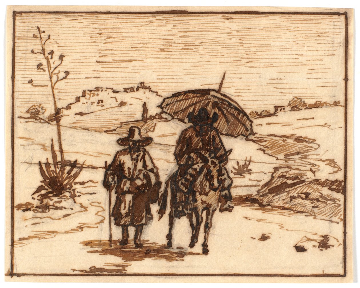 Paesaggio italiano con asino e un camminatore da Martinus Rørbye