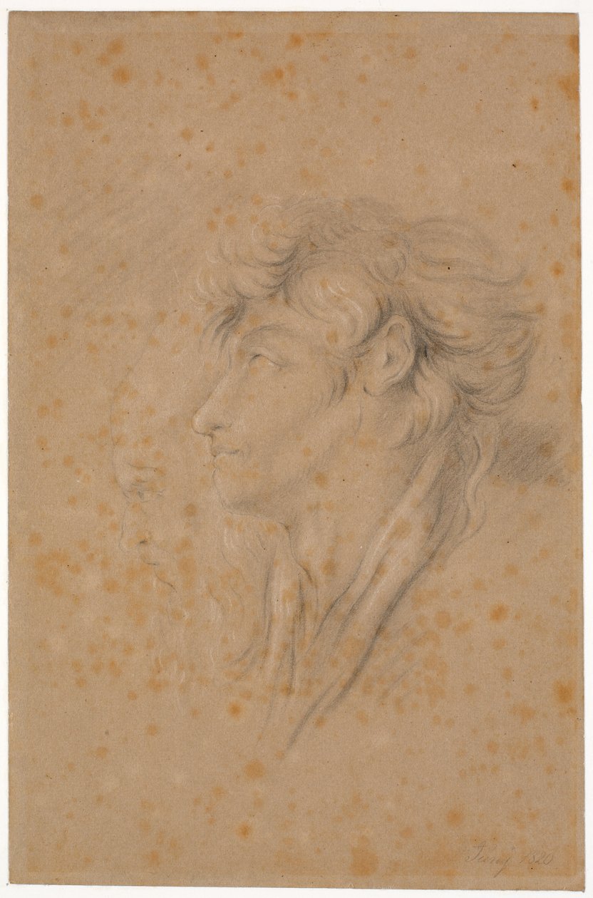Studio di un giovane e teste di un vecchio barbuto di profilo a sinistra da Martinus Rørbye