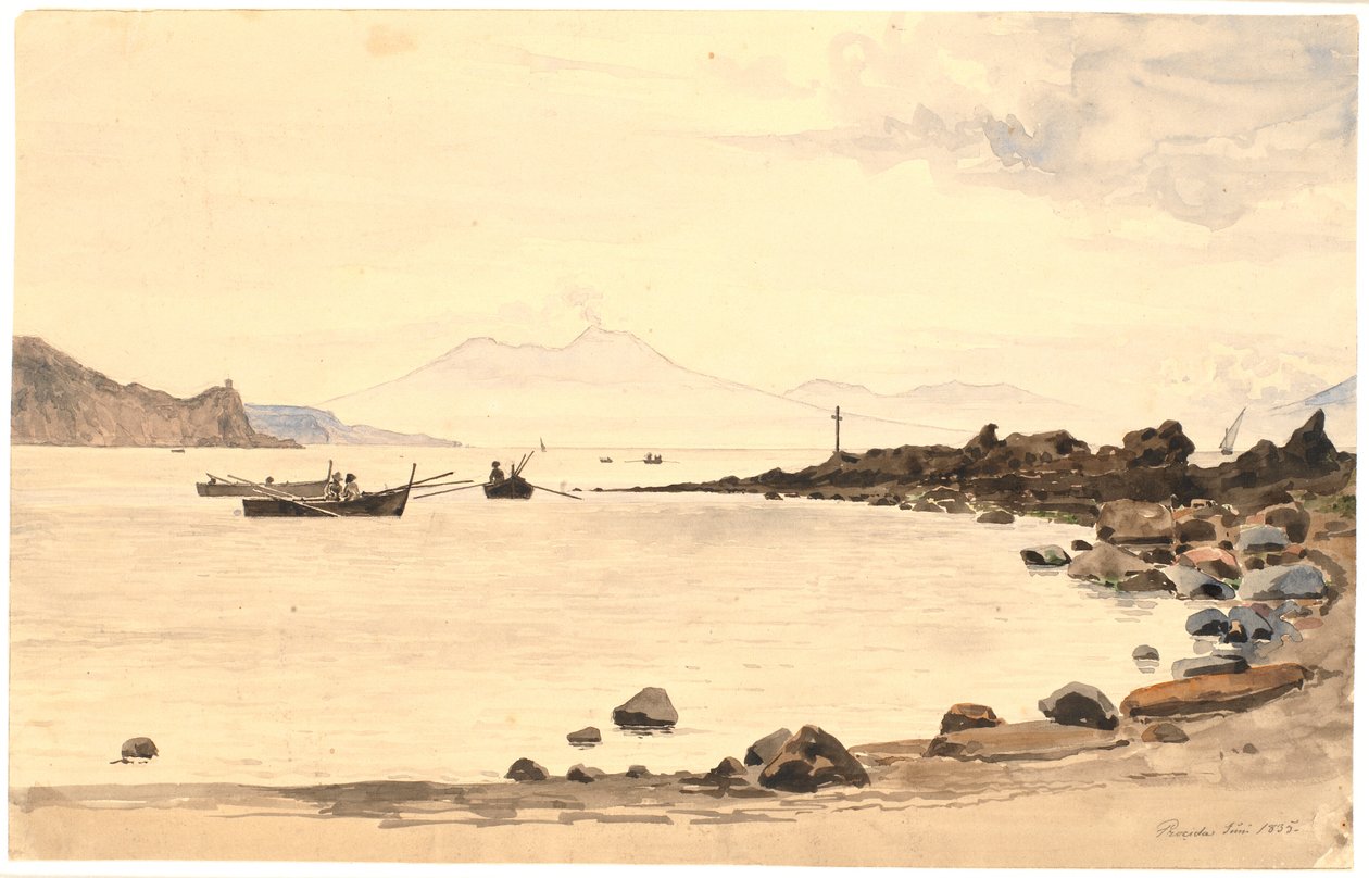 Vista del Vesuvio da Procida da Martinus Rørbye