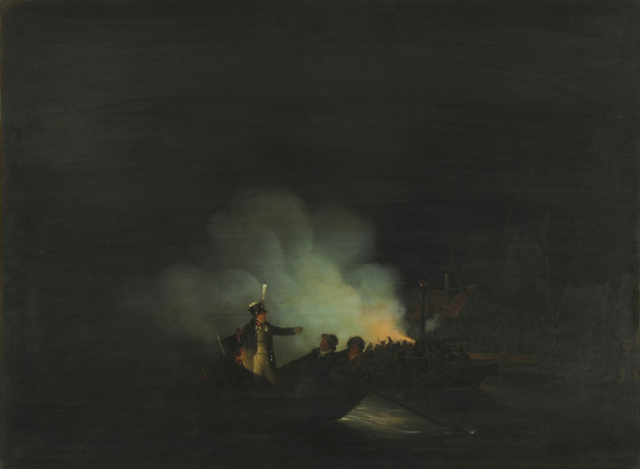 Olandese: La traversata di Matthijs Beelaerts, comandante della Guardia Nazionale, a Papendrecht la notte del 22 novembre 1813 da Martinus Schouman