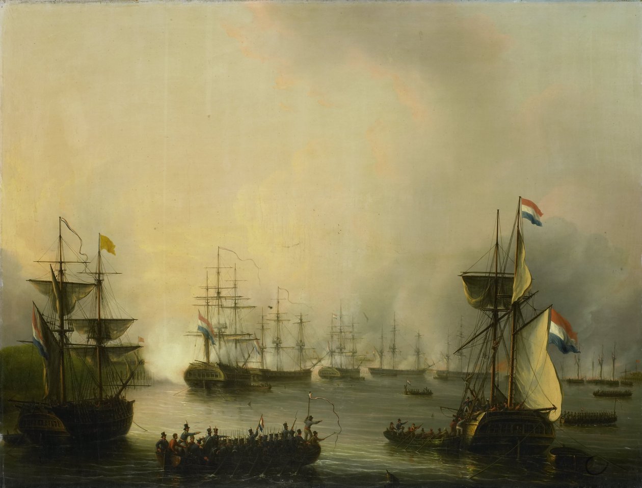 Il Bombardamento di Palembang, Sumatra, 24 Giugno 1821 da Martinus Schouman
