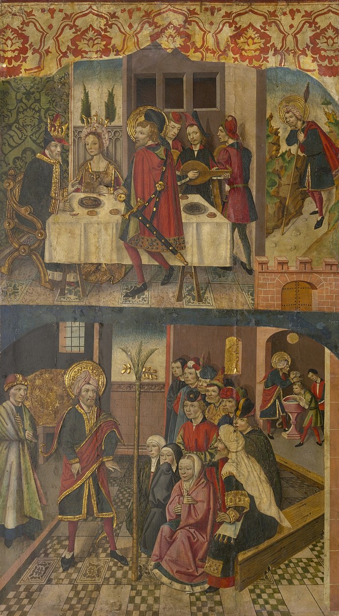 San Cristoforo si congeda dal Re che temeva Satana, San Cristoforo e i suoi convertiti, 1480-85 da Martín de Soria
