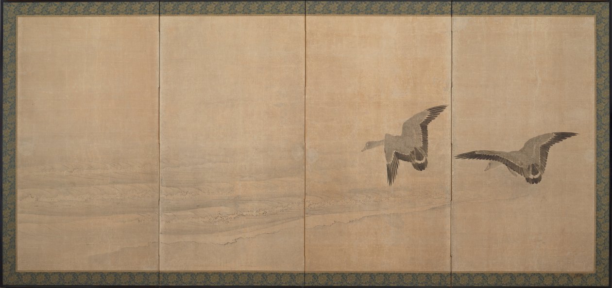 Oche su una spiaggia da Maruyama Okyo