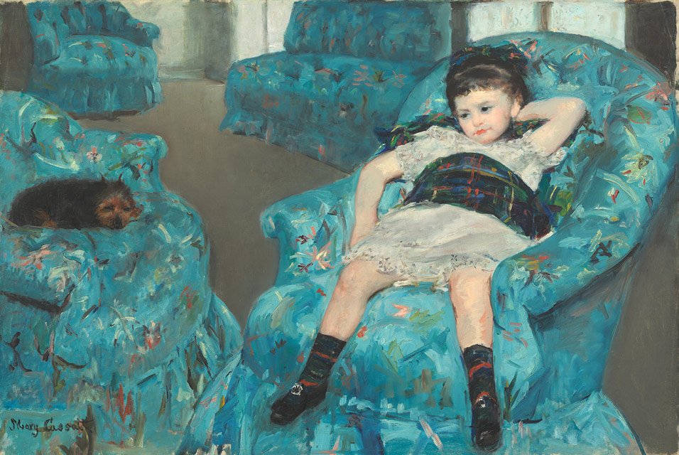 Bambina in una poltrona blu da Mary Cassatt