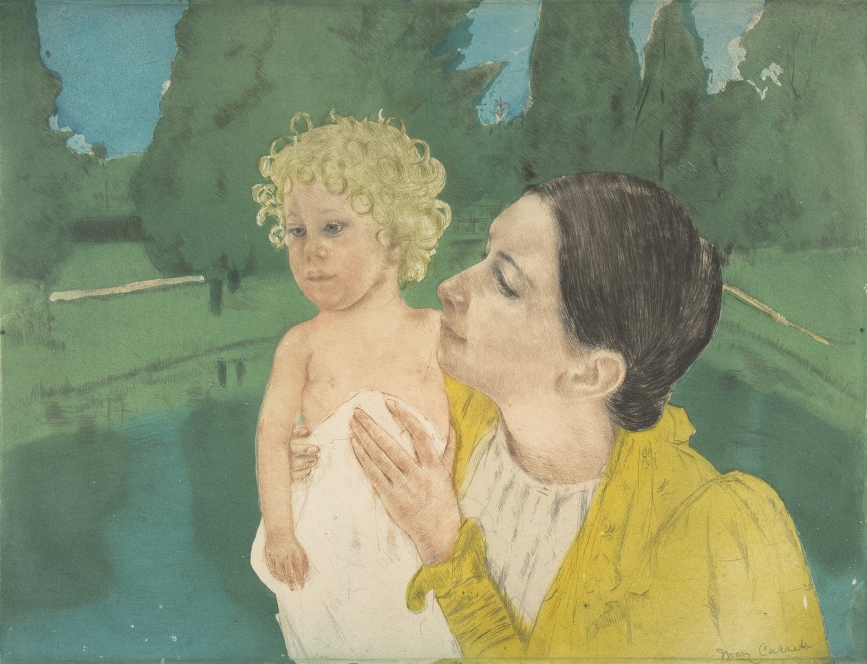 presso lo stagno da Mary Cassatt