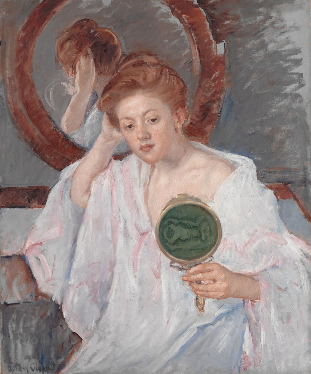 Denise al suo tavolo da toeletta, c.1908-9 da Mary Cassatt