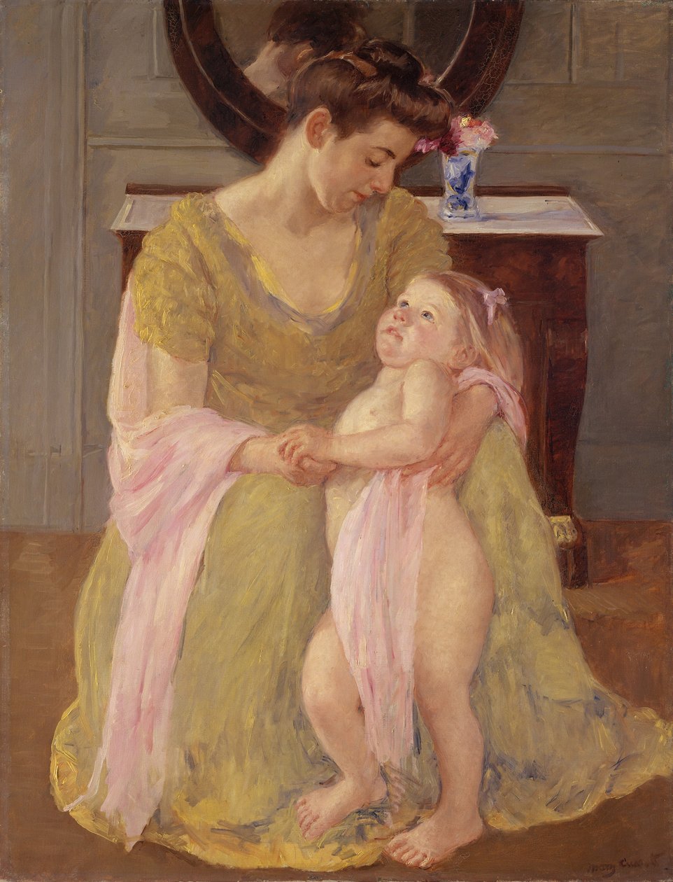 Madre e figlio con una sciarpa rosa, c.1908 da Mary Cassatt