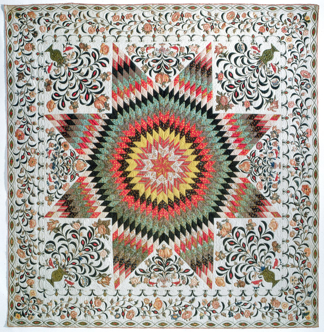 Trapunta applique Rising Sun o Star of Bethlehem da New York, c.1830-50 da Mary Totten