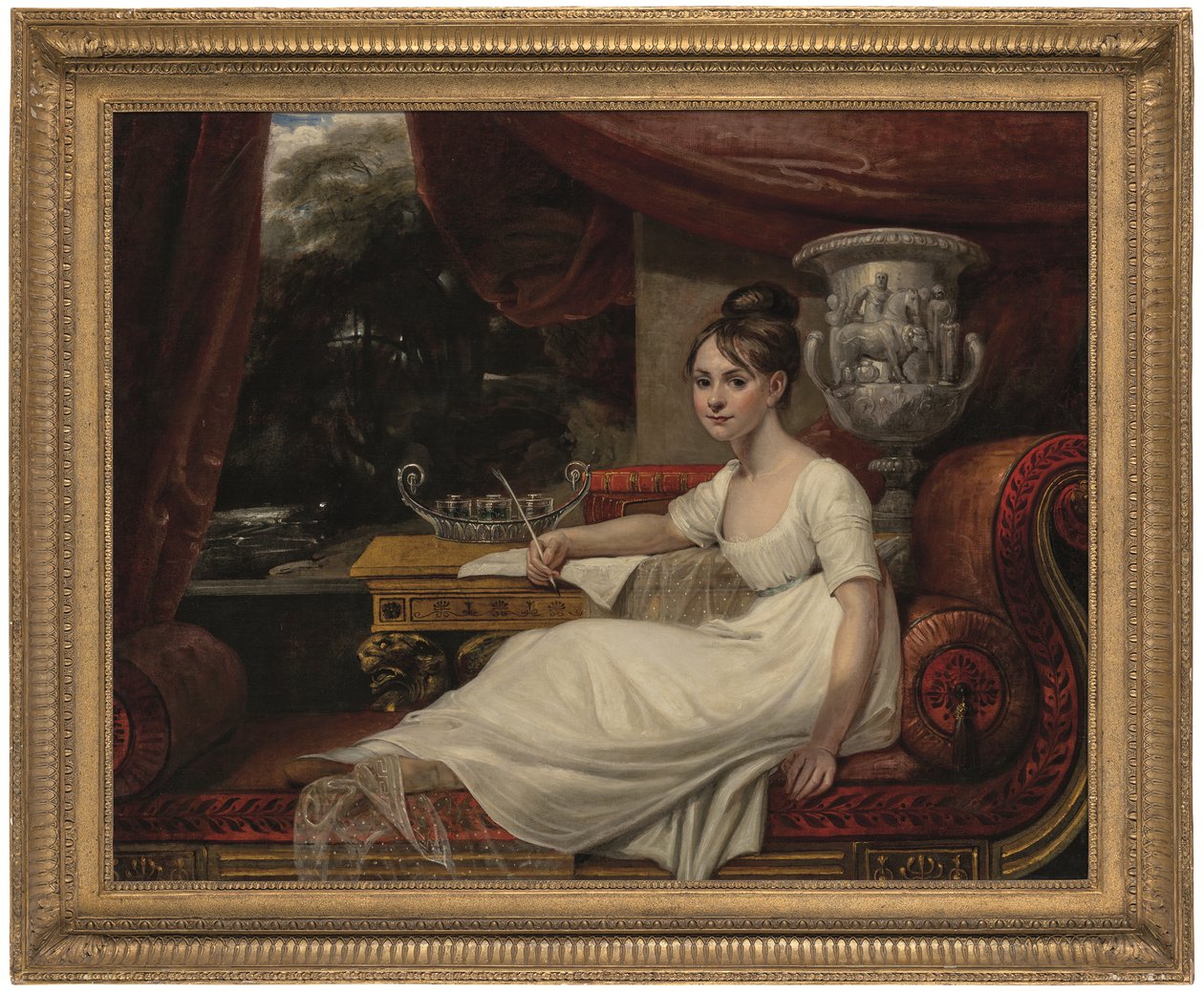 Ritratto di Eleanor Anne Porden, Lady Franklin (1795-1825), su una chaise longue da Mary Ann Flaxman