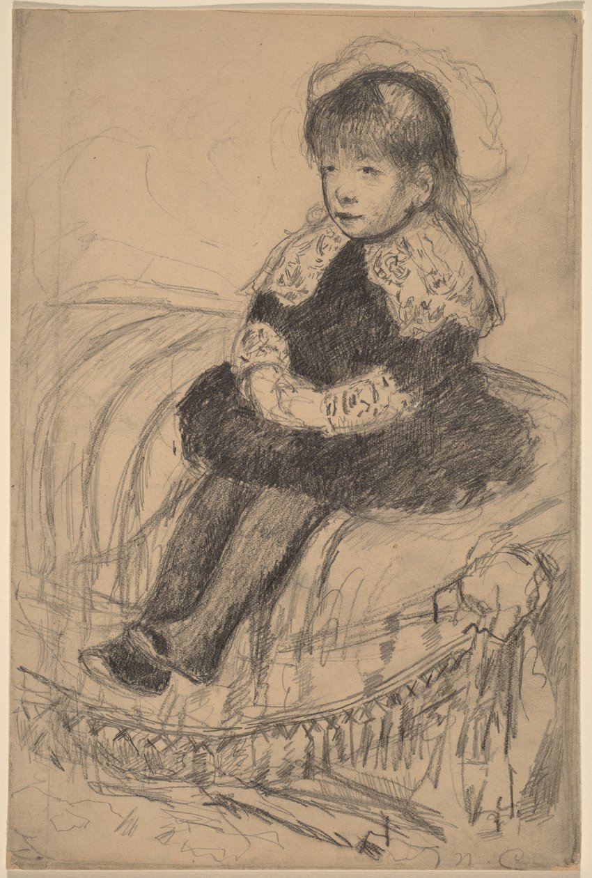 Bambino seduto su un divano da Mary Cassatt