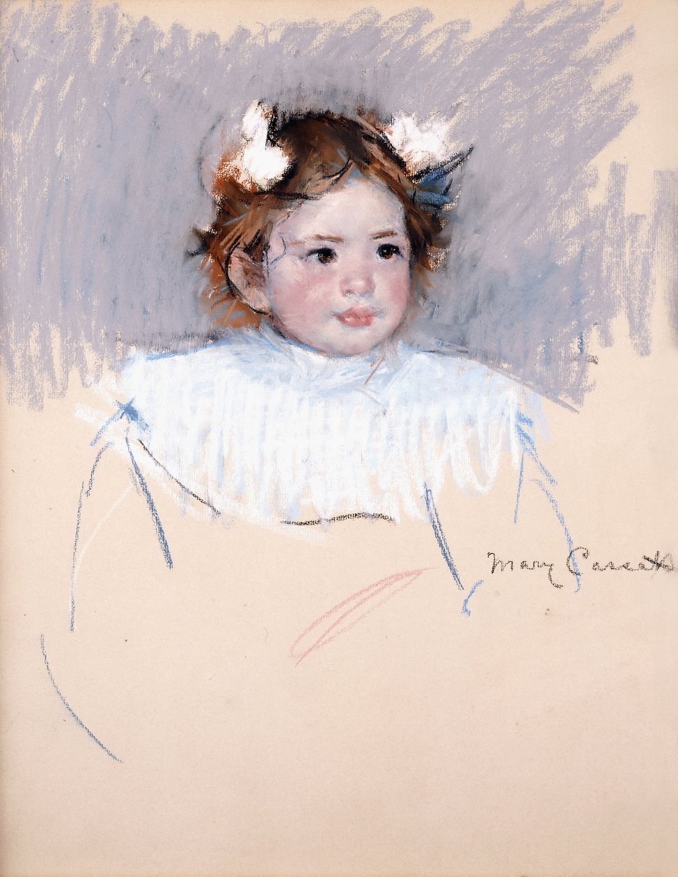 Ellen con fiocchi nei capelli, guardando a destra, 1899 da Mary Cassatt