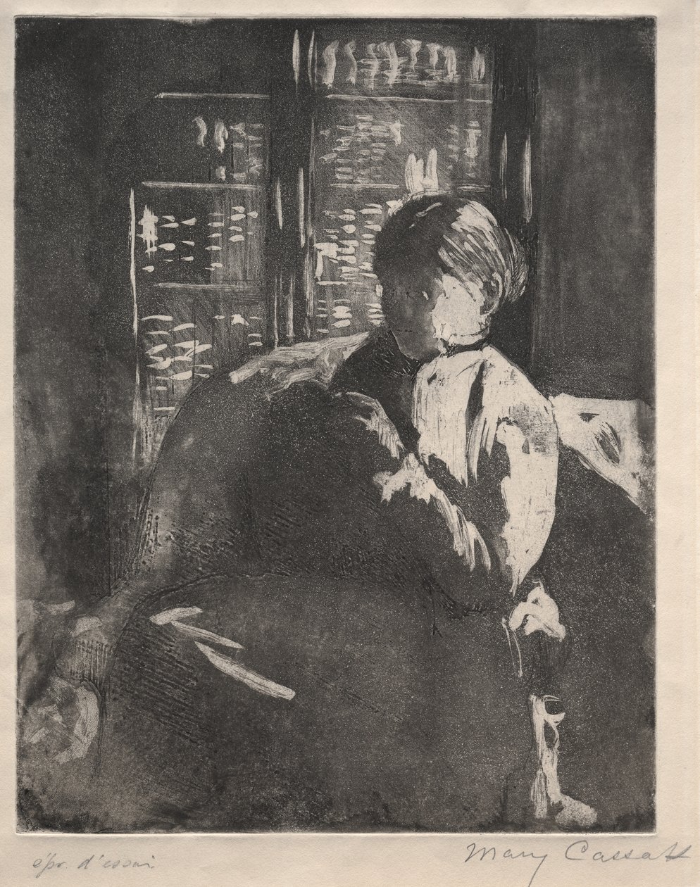 Lavorare a Maglia in Biblioteca da Mary Cassatt
