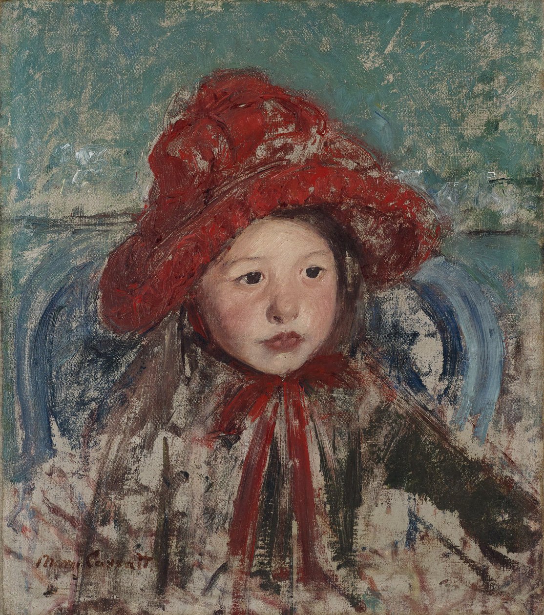 Bambina con un grande cappello rosso da Mary Cassatt
